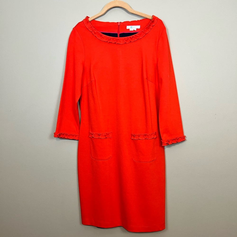 Red ladies church or casual dress with pockets.  In great condition.